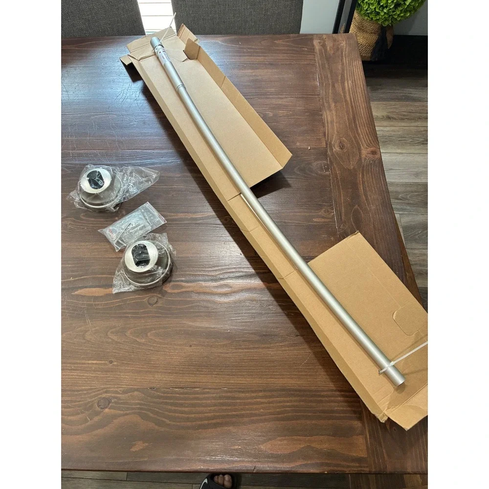 Adjustable Curved Shower Curtain Rod Brushed Nickel 50-72 Inch Wall Mount Bath